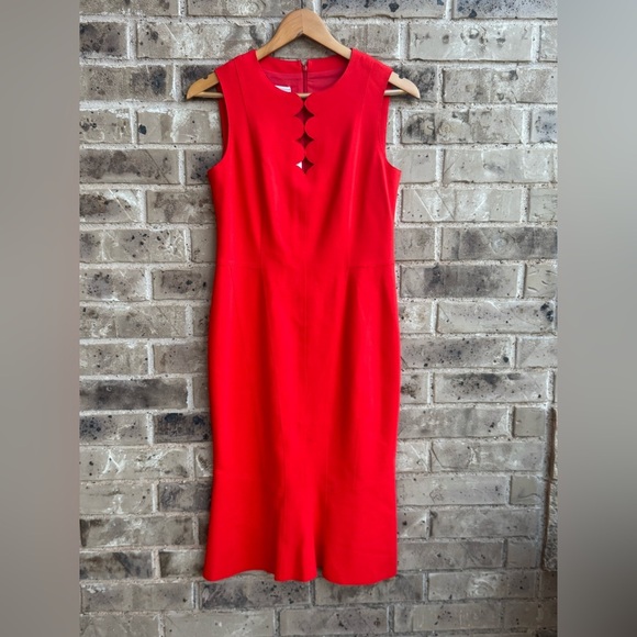 NWT Akris Punto Rosso Forte Vibrant Red Midi Dress Size 6 - Picture 4 of 13
